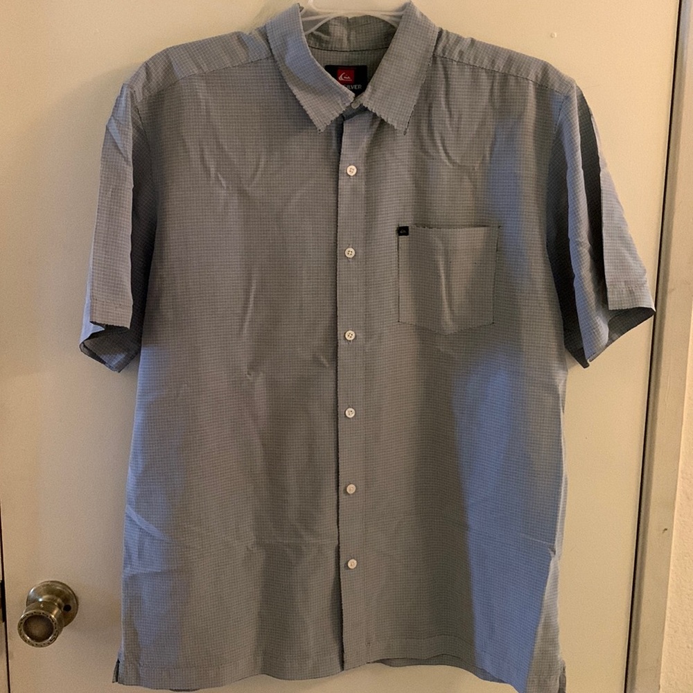 Blue and Green Quiksilver Button Up Shirt